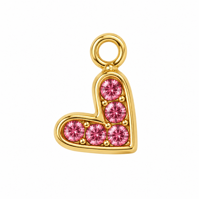 Pink Zircon Heart Charm