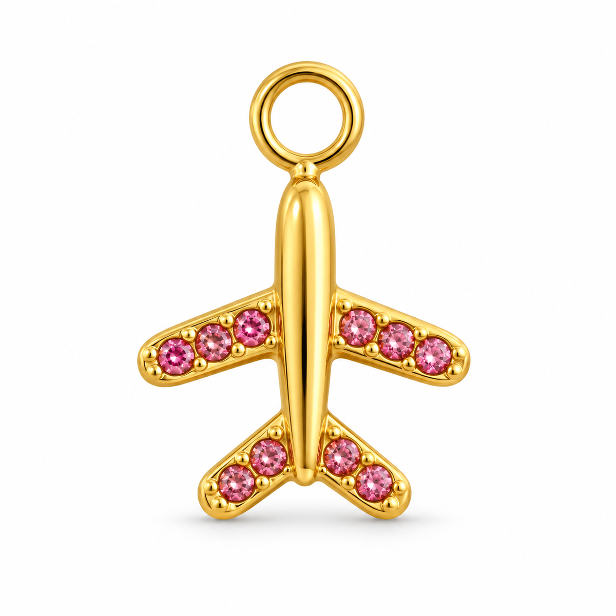 Pink Zircon Airplane Charm