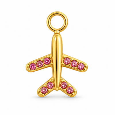 Pink Zircon Airplane Charm