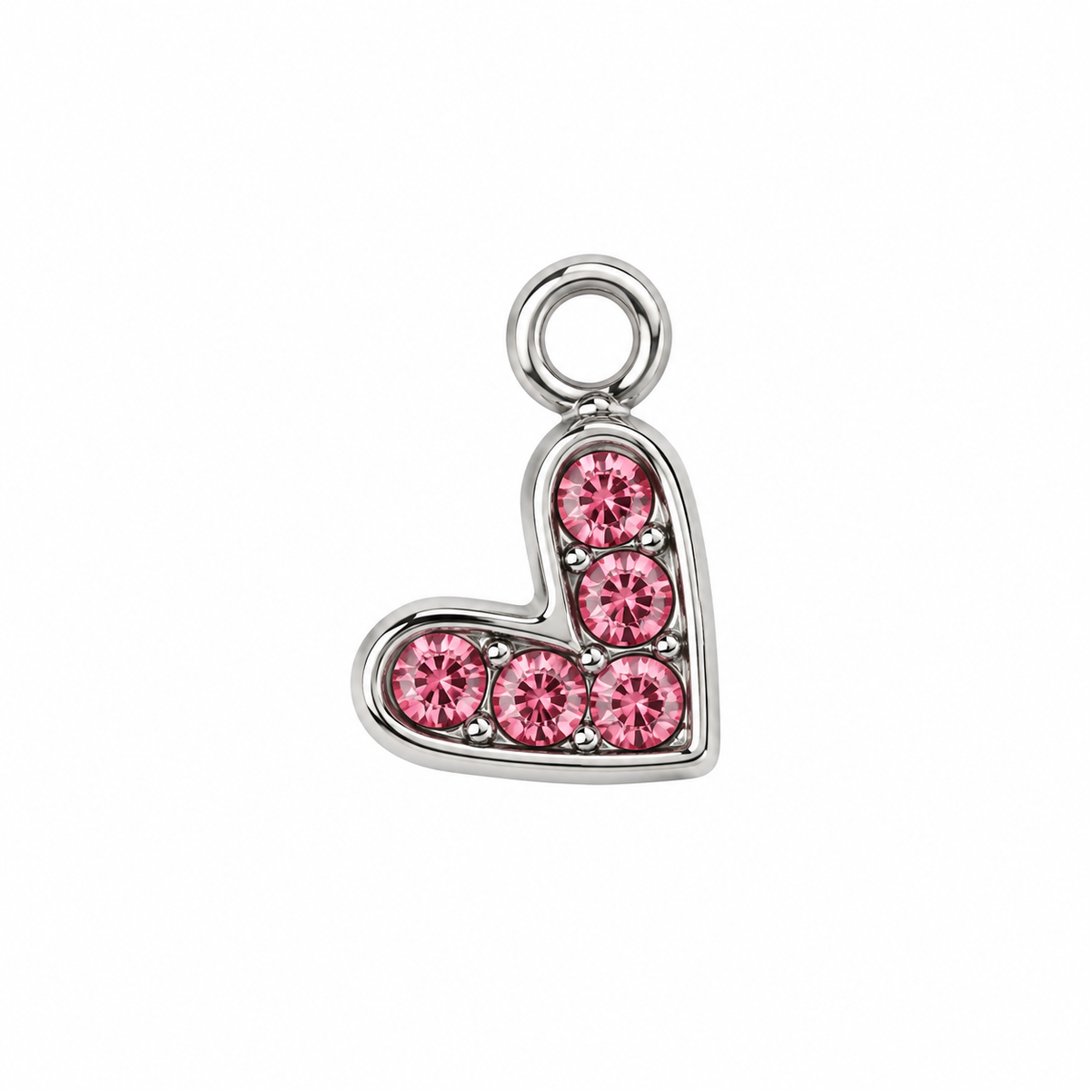 Pink Zircon Heart Charm