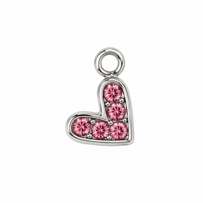 Pink Zircon Heart Charm