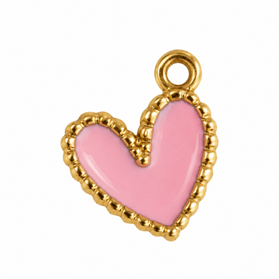 Pink Enamel Heart Charm