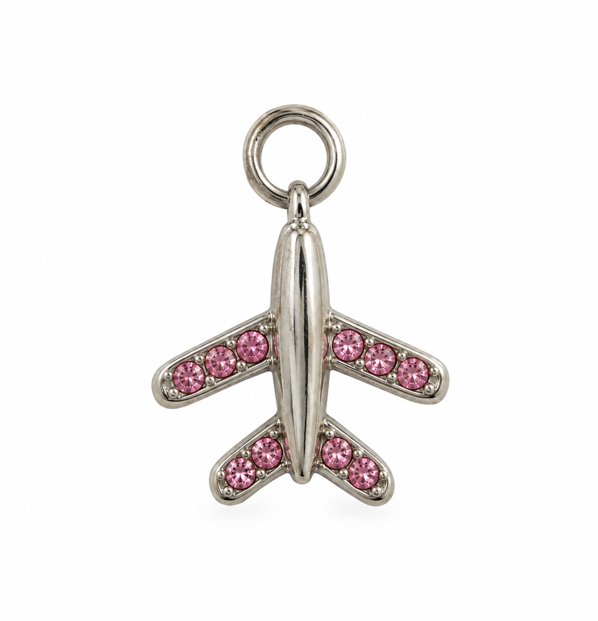 Pink Zircon Airplane Charm