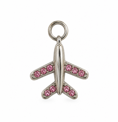 Pink Zircon Airplane Charm
