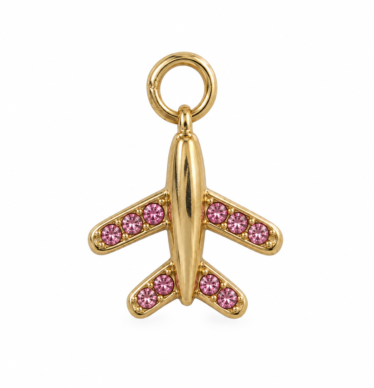 Pink Zircon Airplane Charm