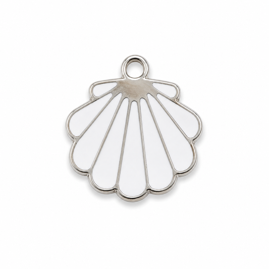 White Enamel Shell Charm