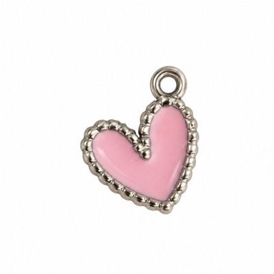Pink Enamel Heart Charm