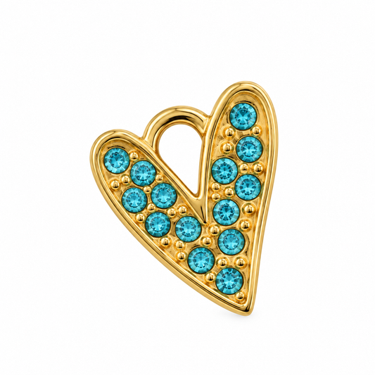 Blue Zircon Heart Charm