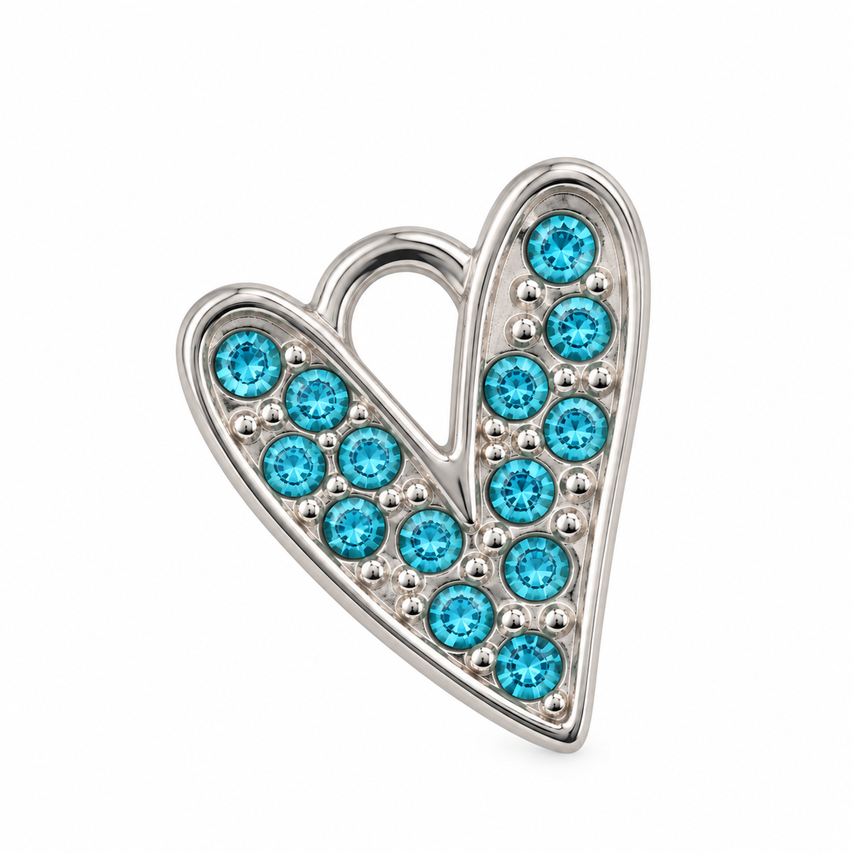 Blue Zircon Heart Charm
