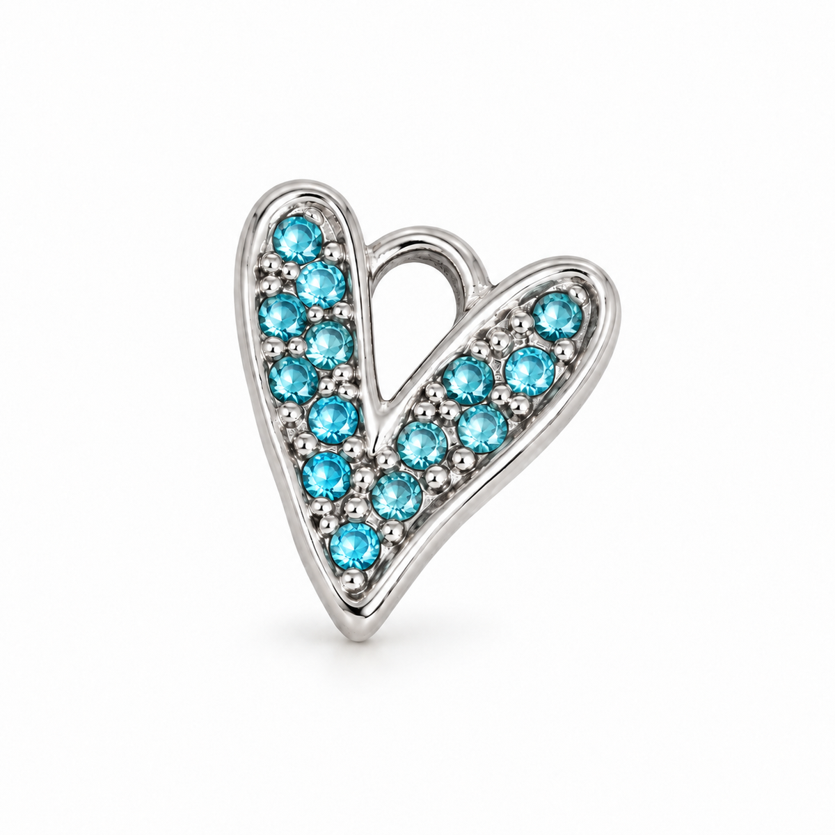 Blue Zircon Heart Charm