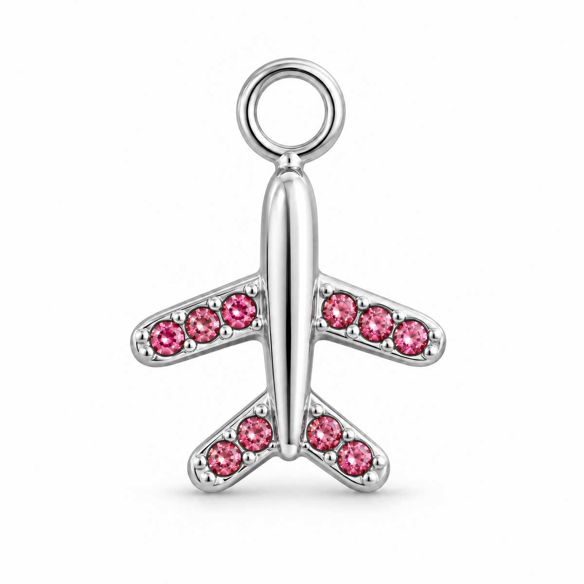 Pink Zircon Airplane Charm
