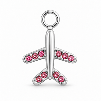 Pink Zircon Airplane Charm
