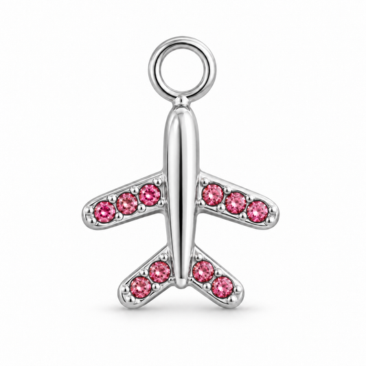 Pink Zircon Airplane Charm