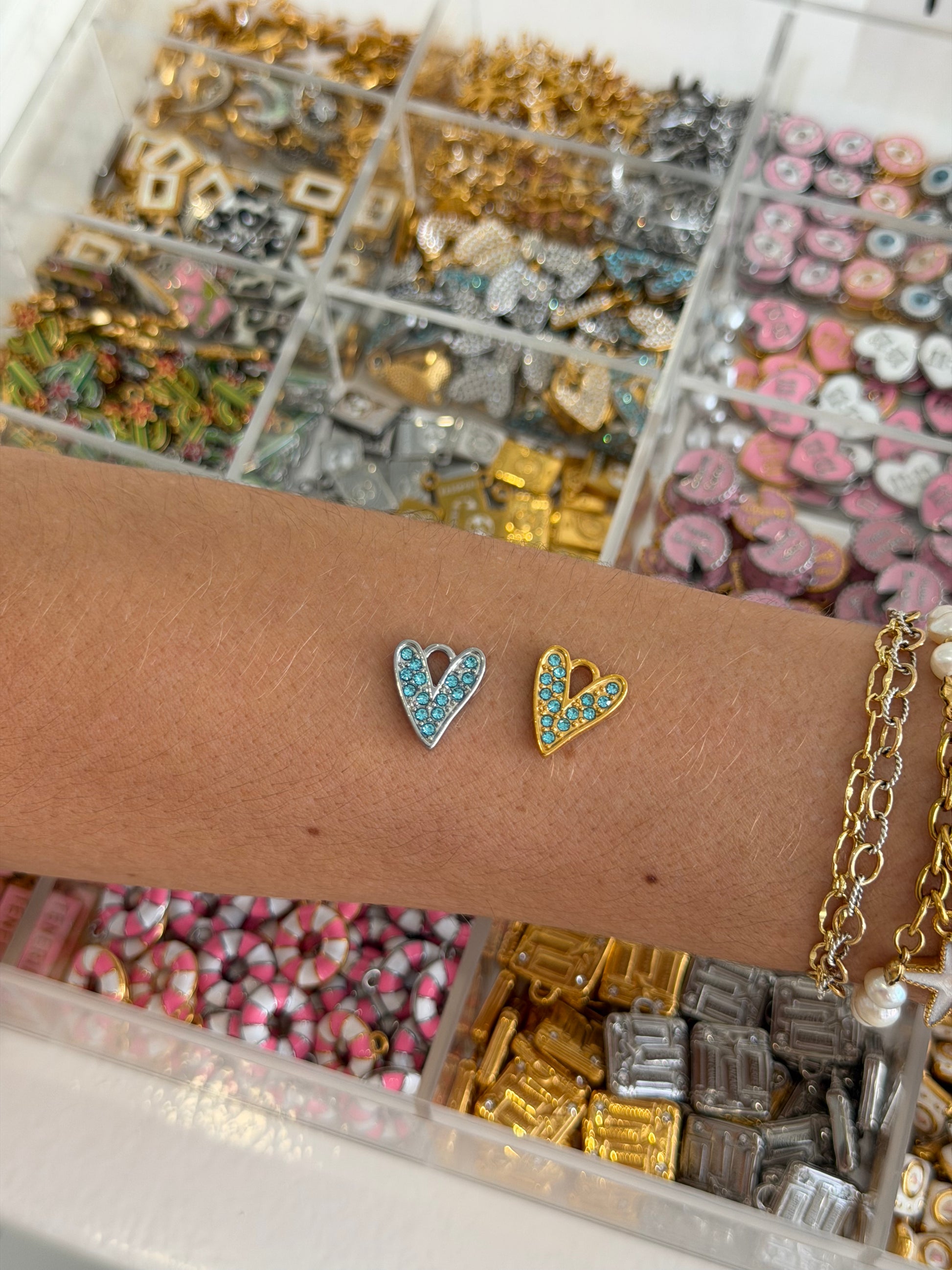 Blue Zircon Heart Charm