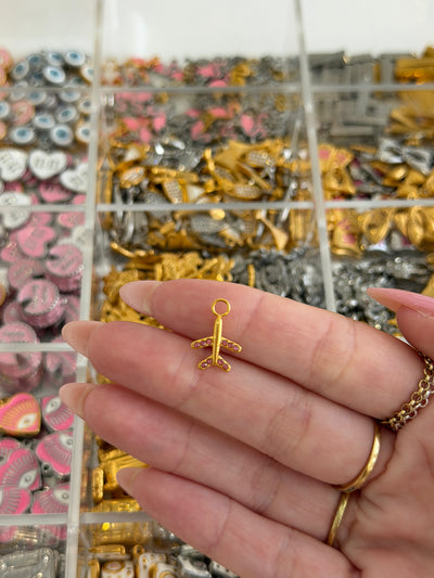 Pink Zircon Airplane Charm